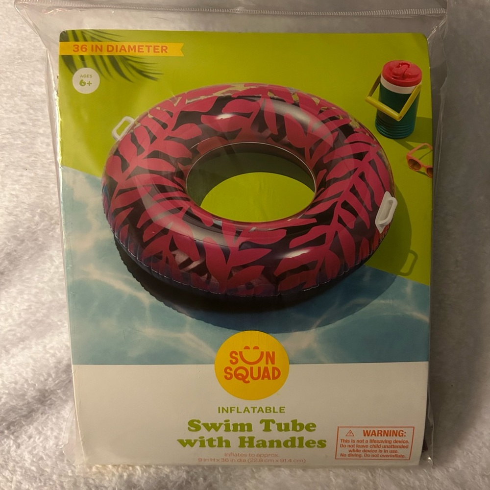 Sun Squad Inflatable Swim Tube with Handles-36” NWT